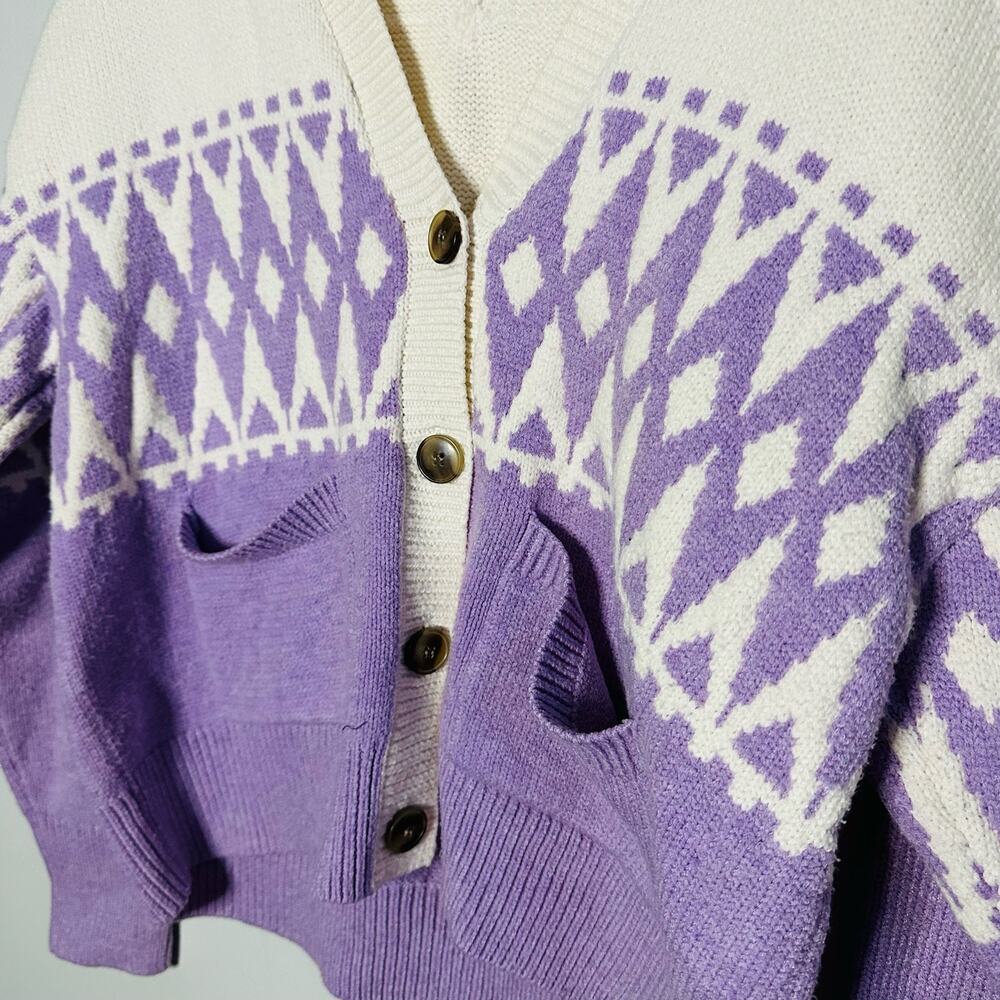 Derek Lam 10 Crosby Fair Isle Wool-Blend Cardigan Size Medium - Picture 7 of 13